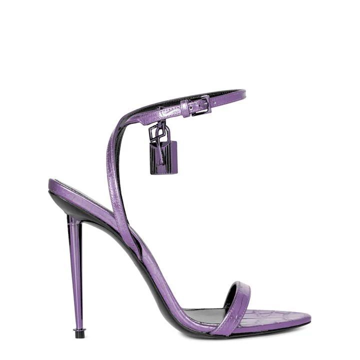Padlock Heeled Sandals - Purple