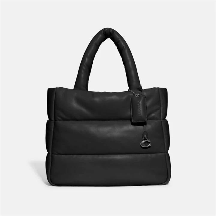 Quilted Pillow Tote Bag - Black