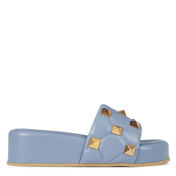 Roman Stud Flatform Slide Sandals - Blue