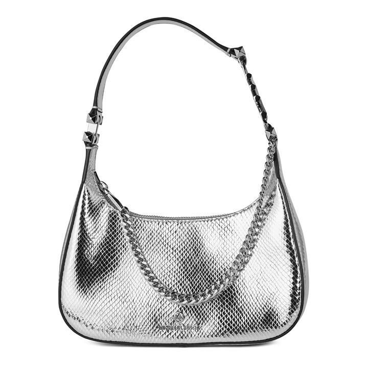 Piper Embellished Suede Shoulder Bag - Silver