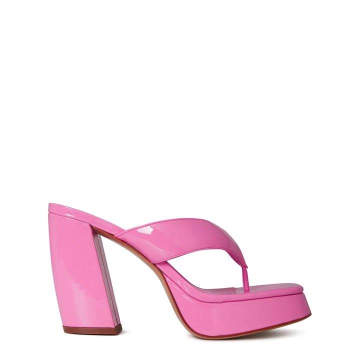Patent Platform Sandals - Pink