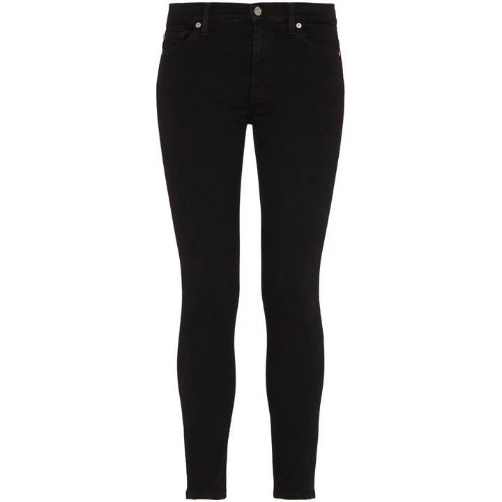 High Waist Skinny Crop Jeans - Black