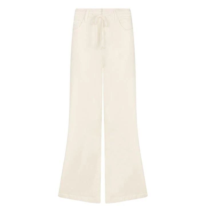 Carly Waistband Tie Jeans - White
