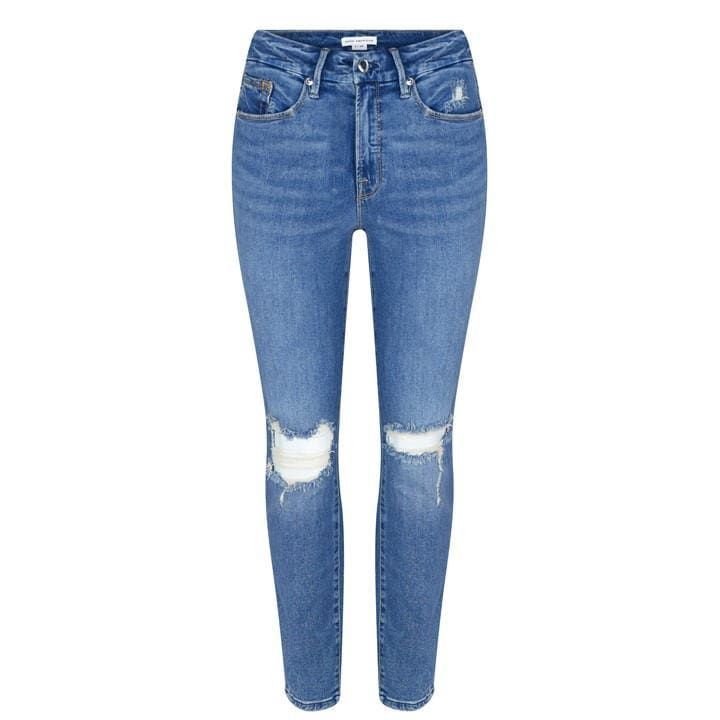 Cropped Ripped Jeans - Blue