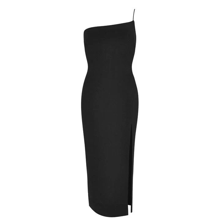 Fleur Asymmetrical Midi Dress - Black