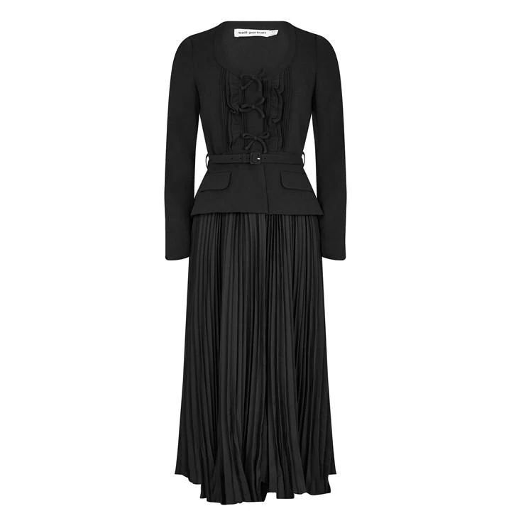 Crepe Chiffon Midi Dress - Black