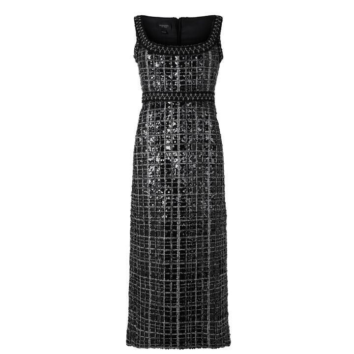 Embroidered Sequin Dress - Black