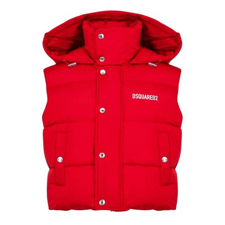 Hooded Puffer Vest - Red