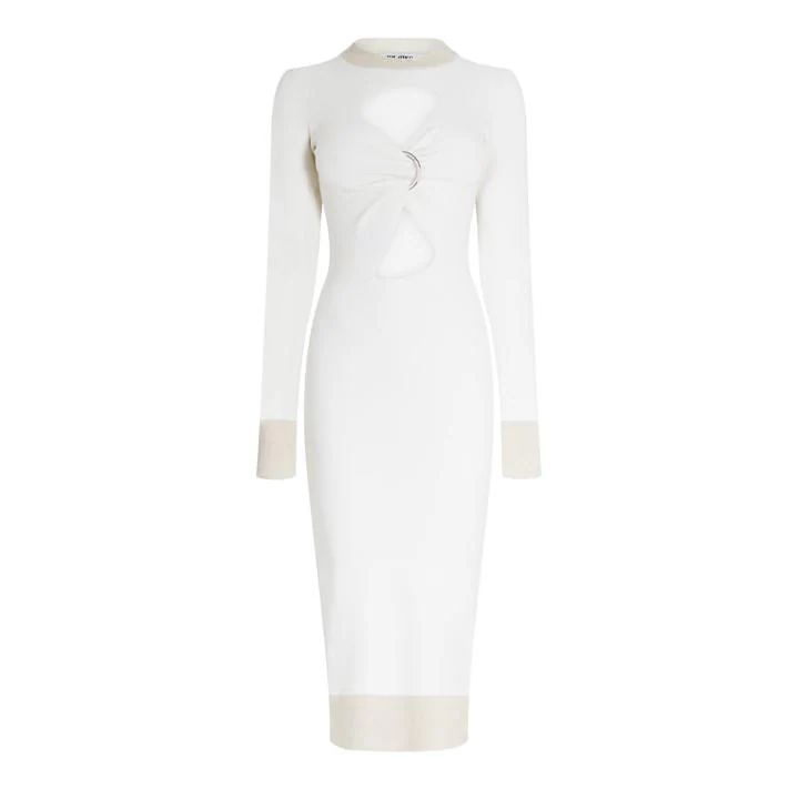 Cut Out Knitted Dress - White