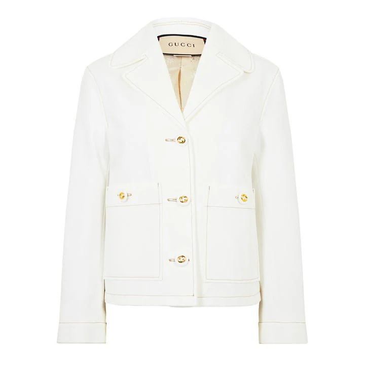 Embellished Cotton Canvas Jacket - White
