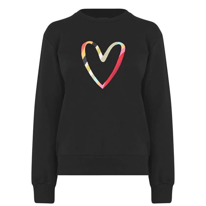 Swirl Heart Crew Neck Sweatshirt - Black