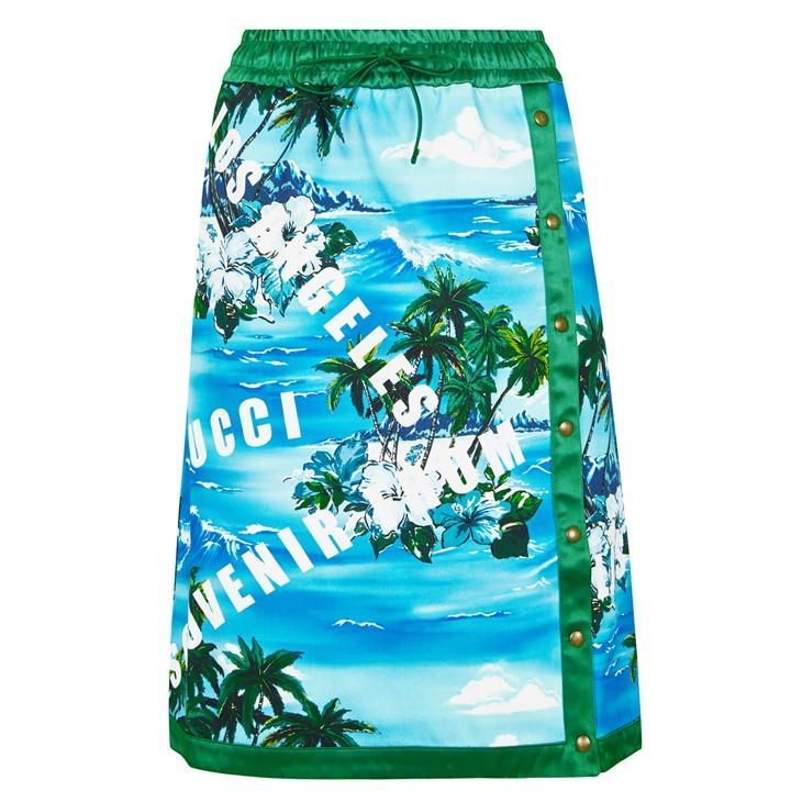 Printed Cotton Palm Skirt - Multi