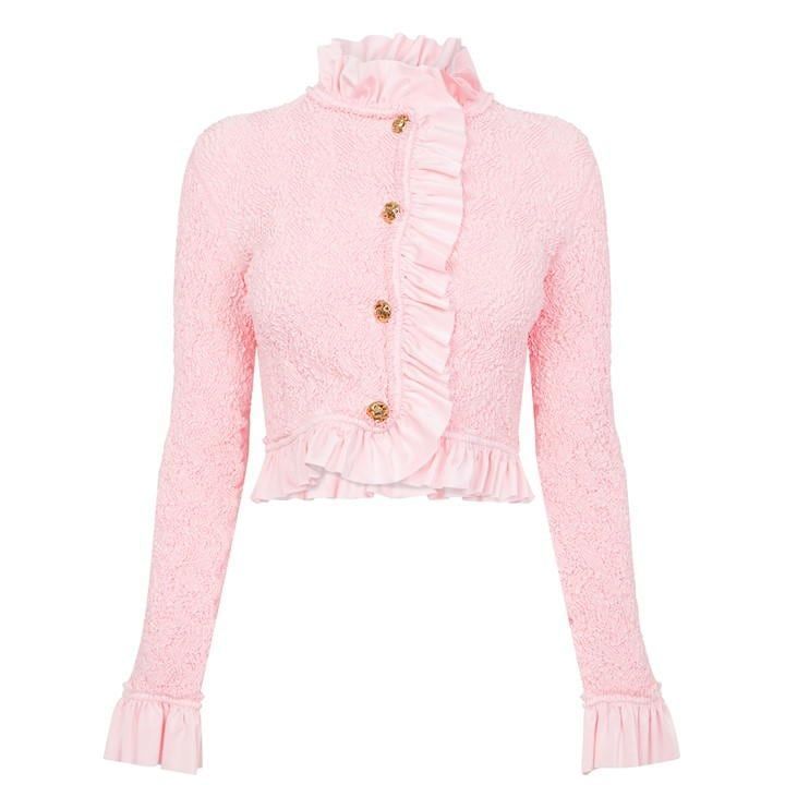 Smocked Ruffle Jacket - Pink