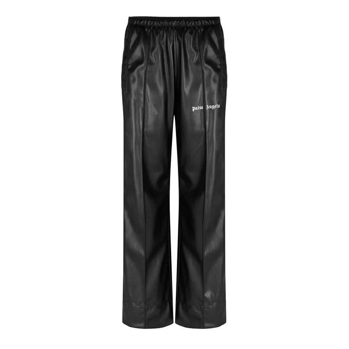 Leather Effect Track Trousers - Black