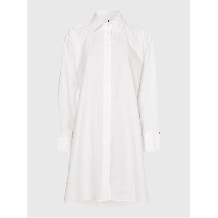 Org Co Solid Knee Shirt Dress - White