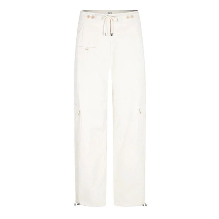 Organic Cotton Twill Cargo Pants - Cream