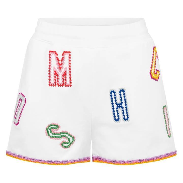 Crochet Lettering Shorts - White
