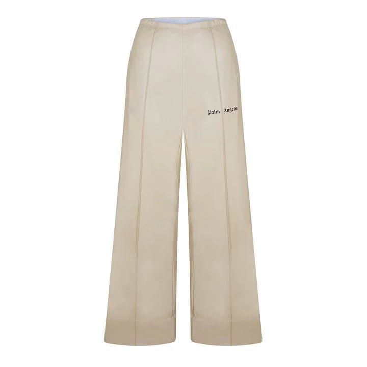 Leather Effect Track Trousers - Beige