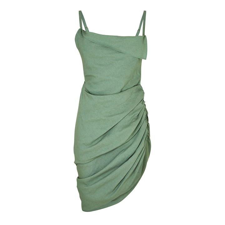 La Robe Saudade Asymmetric Mini Dress - Green