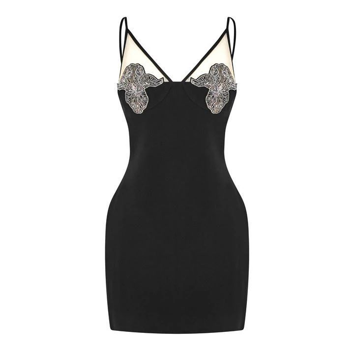 Crystal Iris Mini Dress - Black