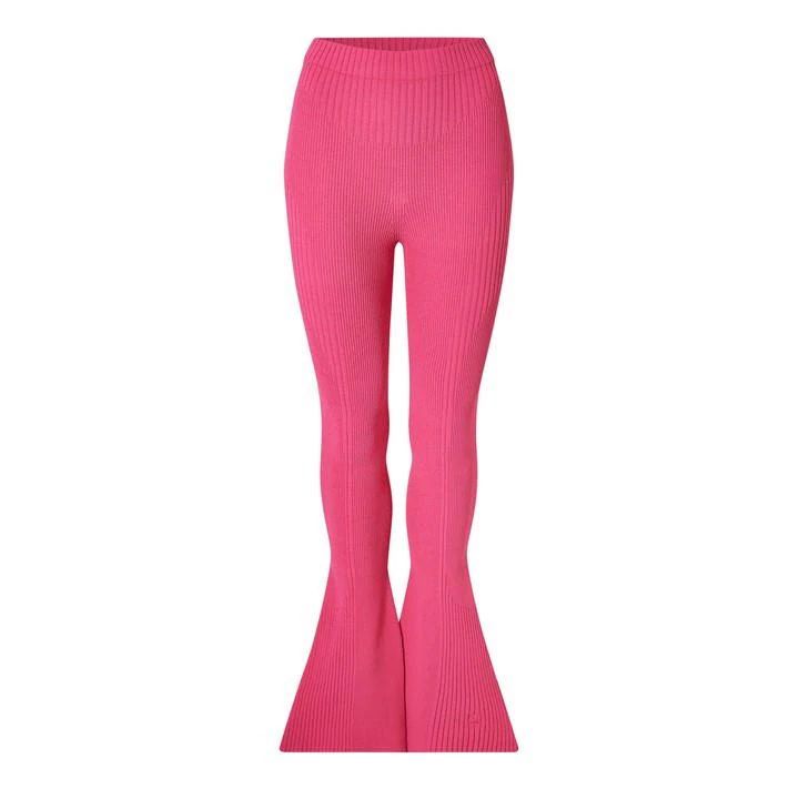 Knitted Flared Trousers - Pink