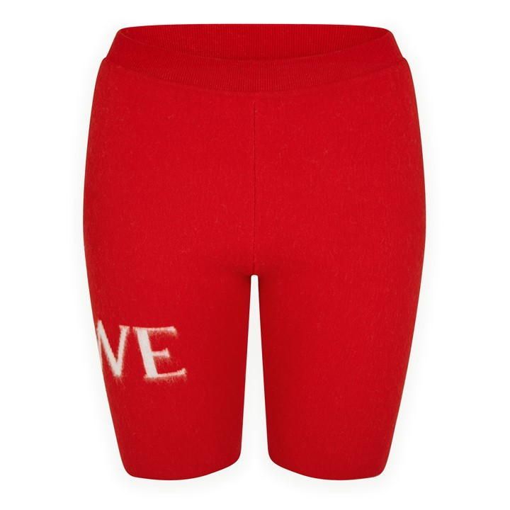 Brushed Jacquard Knit Cycling Shorts - Red
