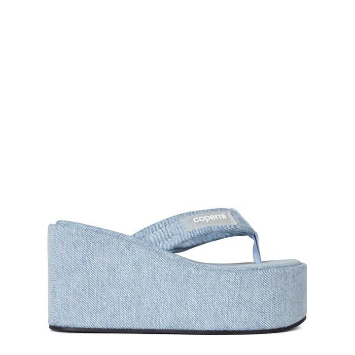 Branded Wedge Sandal - Blue