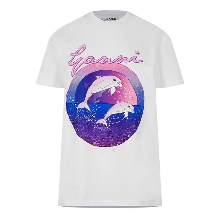 Dolphin Printed T Shirt - White