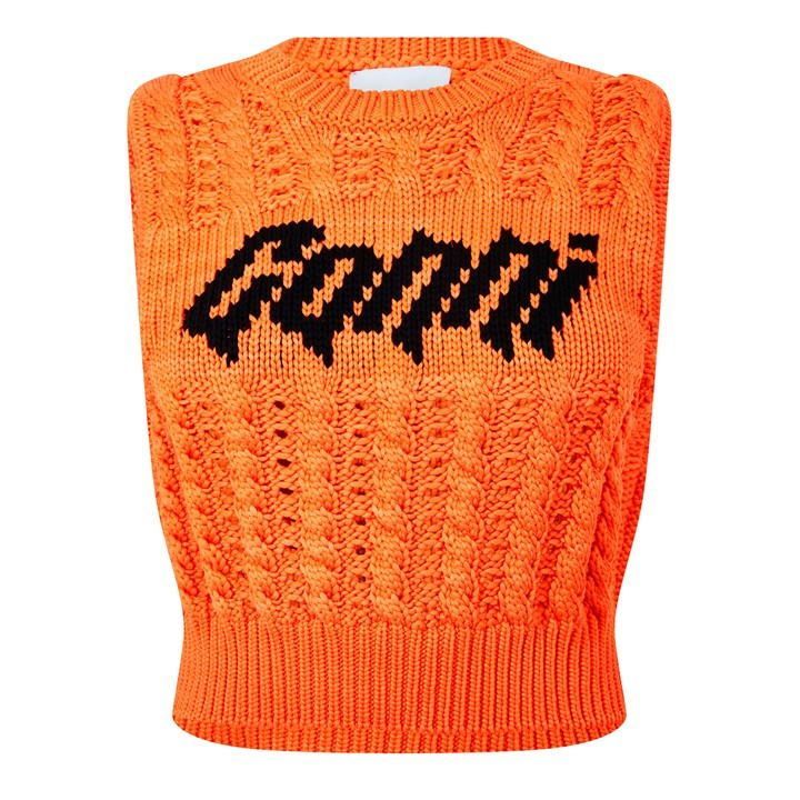 Cropped Knitted Vest - Orange