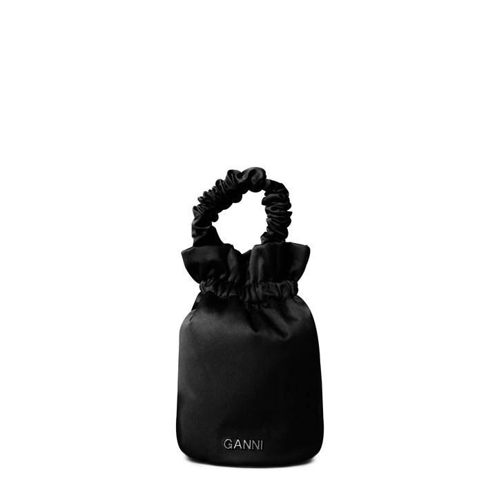 Ruched Top Handle Bag - Black