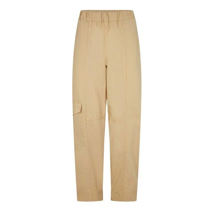 Washed Cargo Trousers - Beige