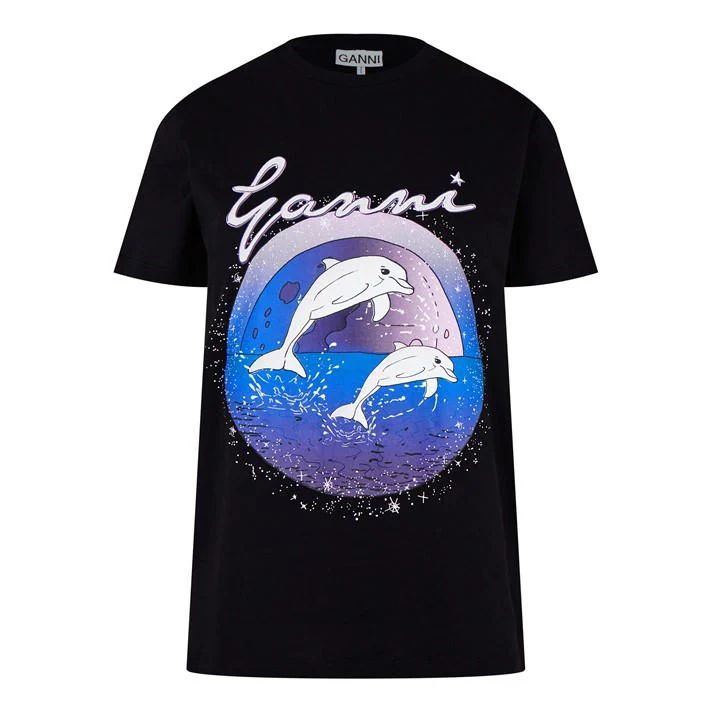 Dolphin Printed T Shirt - Black
