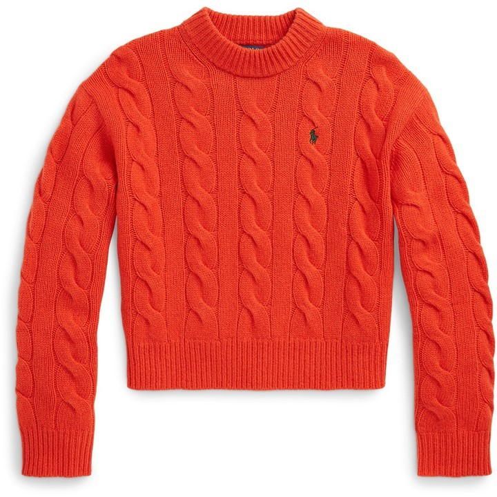 Cable Wool-Cashmere Cardigan - Orange