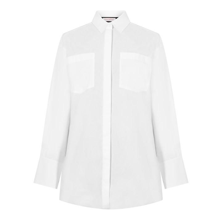 Cotton Popeline Shirt Dress - White