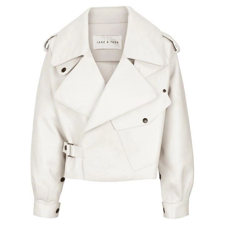 Oversized Leather Jacket - White