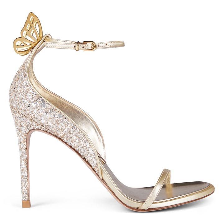 Mariposa Glitter Leather Sandals - Gold