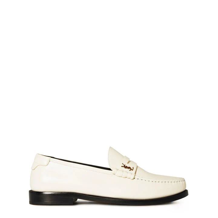 Logo Appliquéd Leather Loafers - Pearl 1906