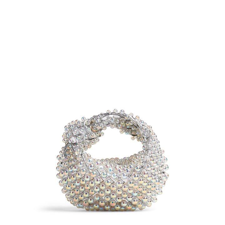 Mini Jodie Beaded Knotted Bag - Silver