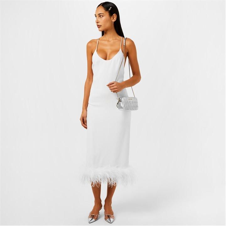 Feathered Cady Dress - White