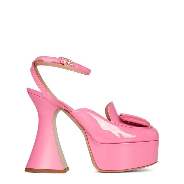 Patent Leather Bow Sandals - Pink