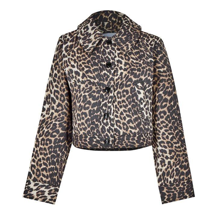 Leopard Canvas Jacket - Beige