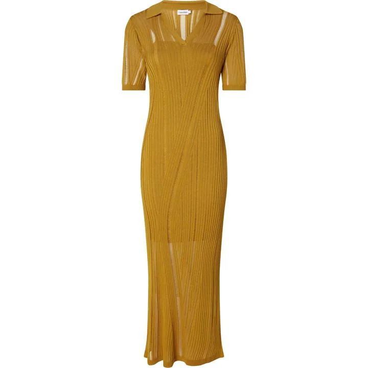 Texture Stitch Dress - Gold