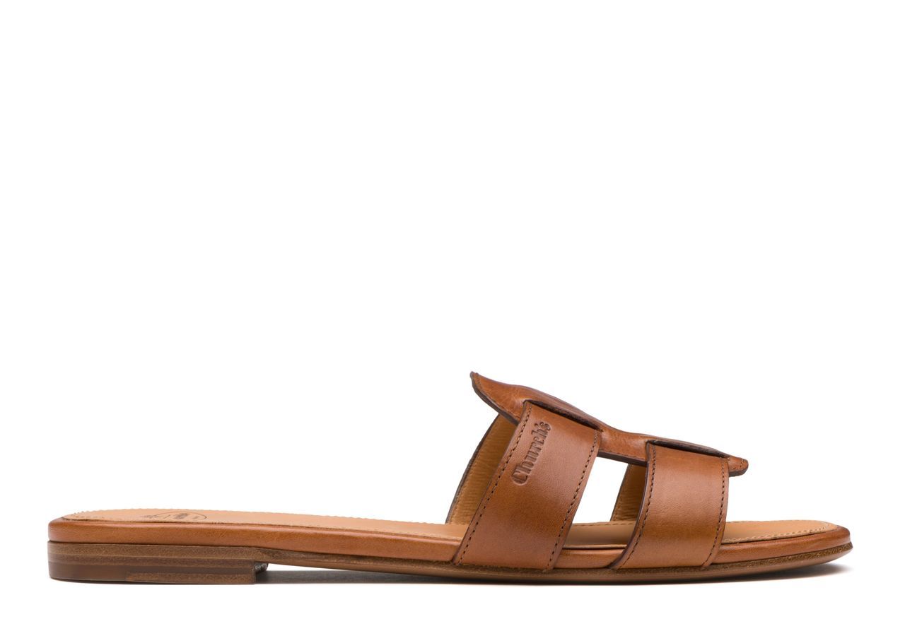Calf Leather Slip On Sandal Donna Oak Size 34
