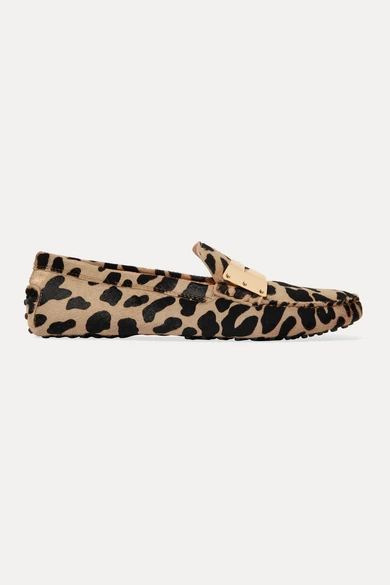 - Gommino Embellished Leopard-print Calf-hair Loafers - Leopard print
