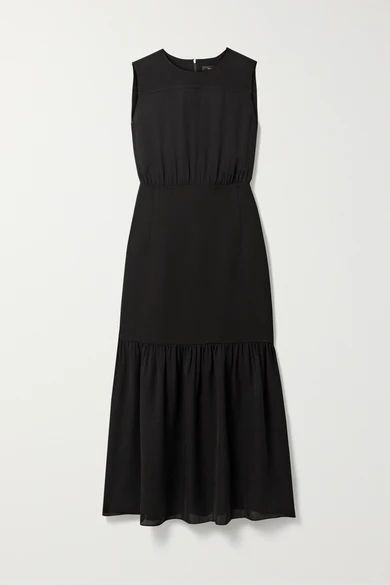 - Silk-crepe Midi Dress - Black