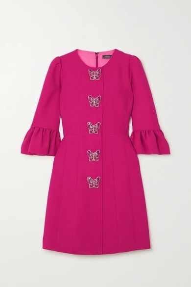 - Embellished Cady Mini Dress - Fuchsia