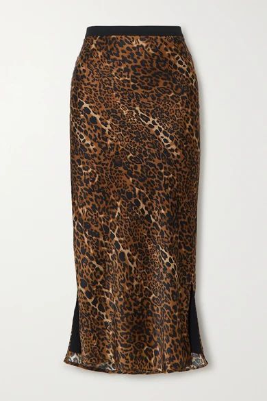 - The Jessica Leopard-print Silk-charmeuse Midi Skirt - Brown