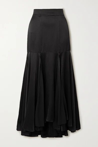 - Aster Silk-crepon Midi Skirt - Black