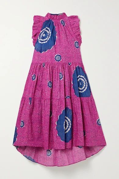 - Tamsin Ruffled Printed Cotton-poplin Dress - Pink