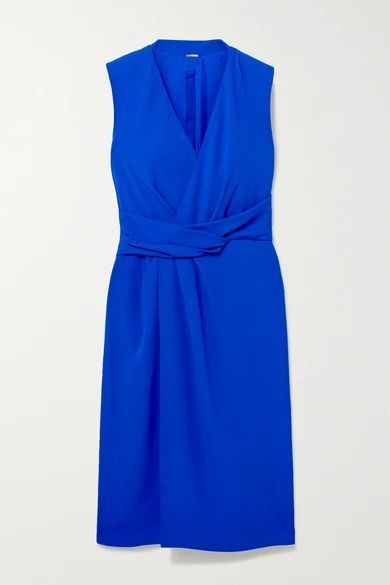 - Draped Wrap-effect Crepe Dress - Royal blue
